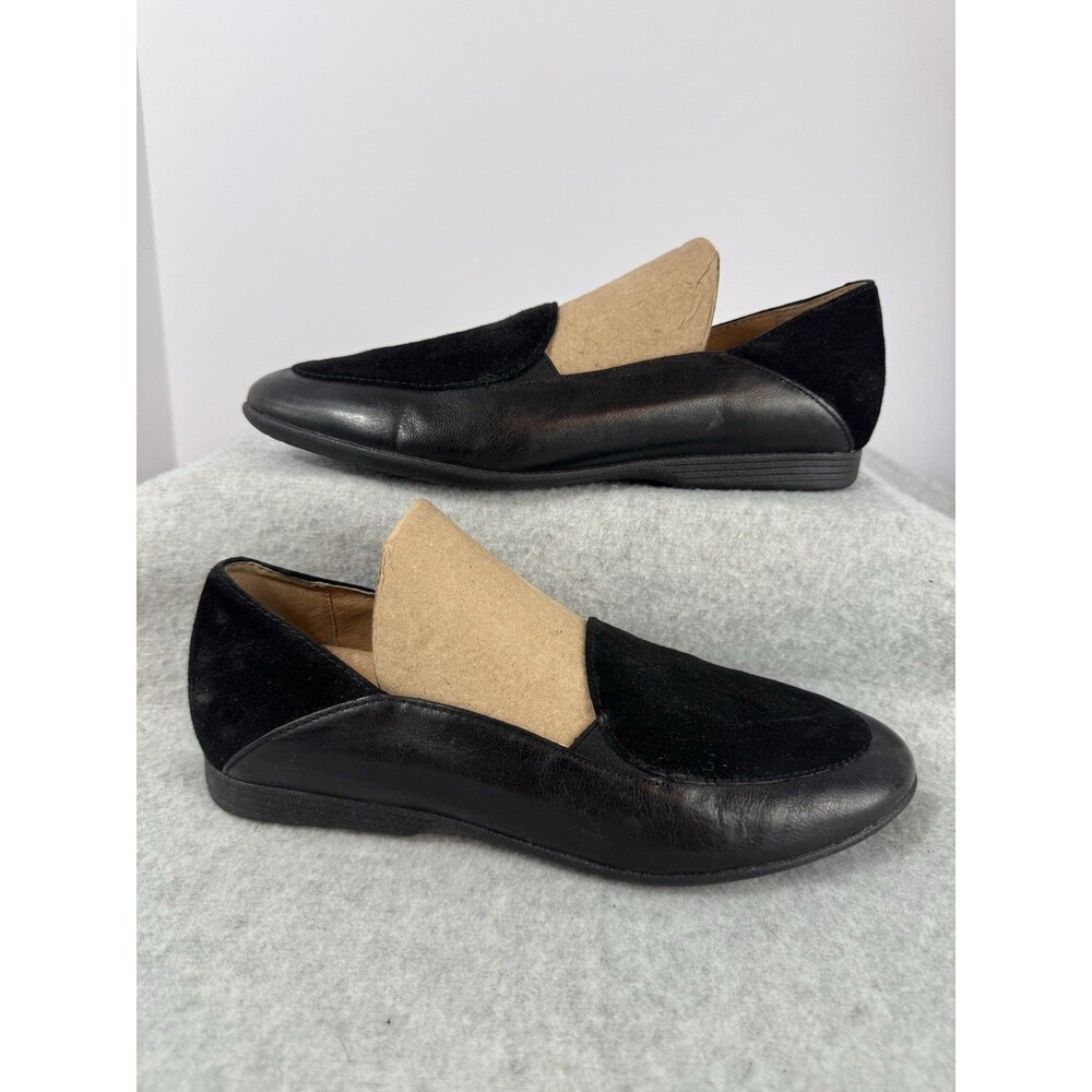 Dansko Womens Lace Slip On EU 38 Black Glazed Kid Suede Leather Work Flat Comfy